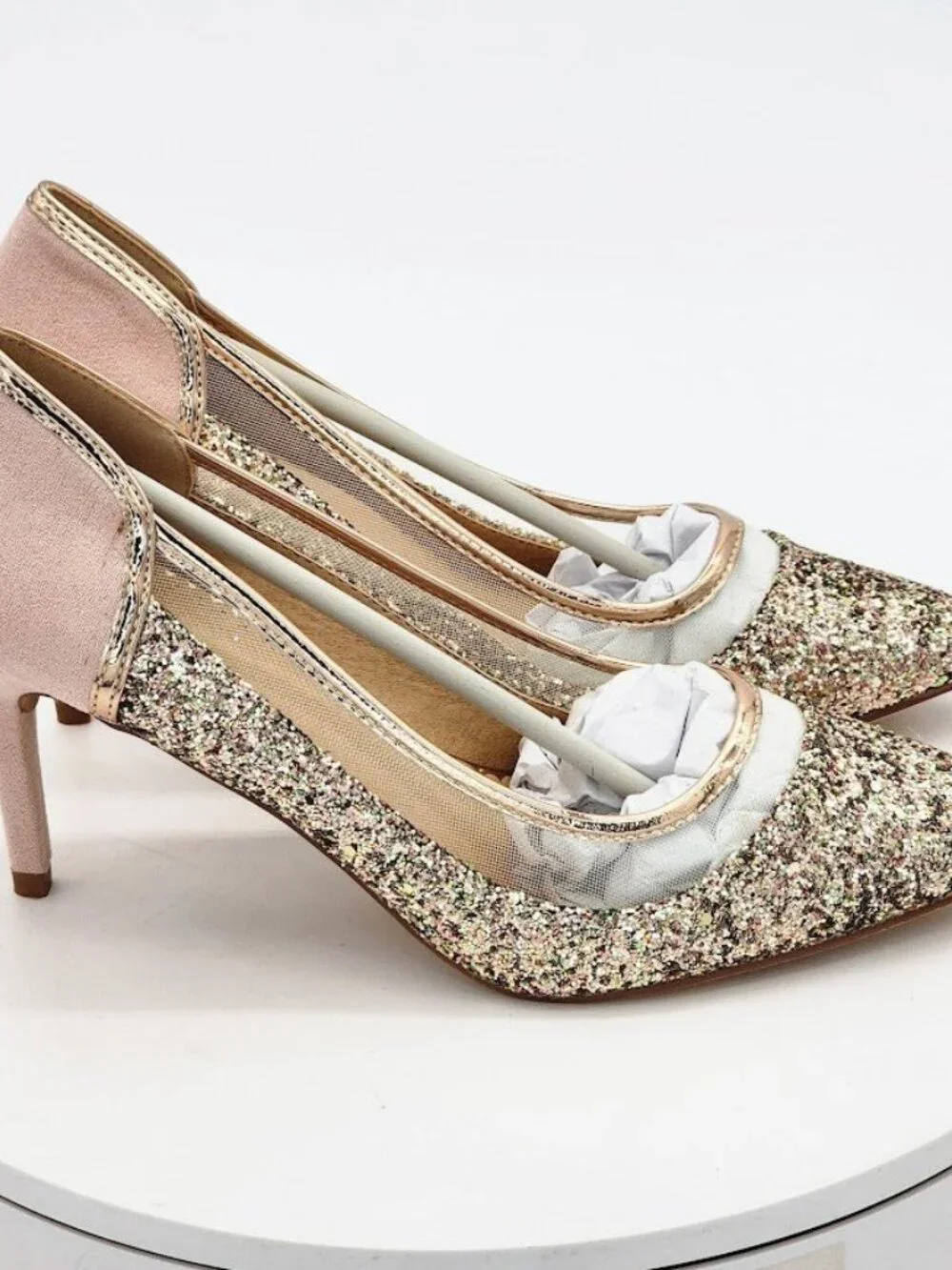 Journee Collection Kalani Rose Gold Glitter Pointed Toe Pumps Women's Size 7